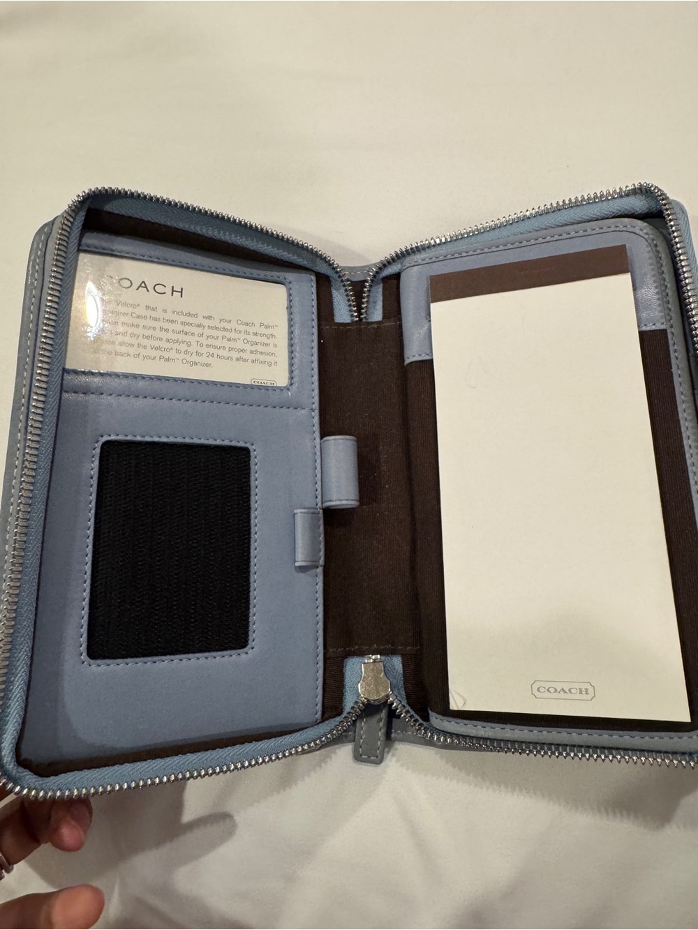 COACH Vintage Y2K Blue Leather Zip Planner Wallet Passport Holder